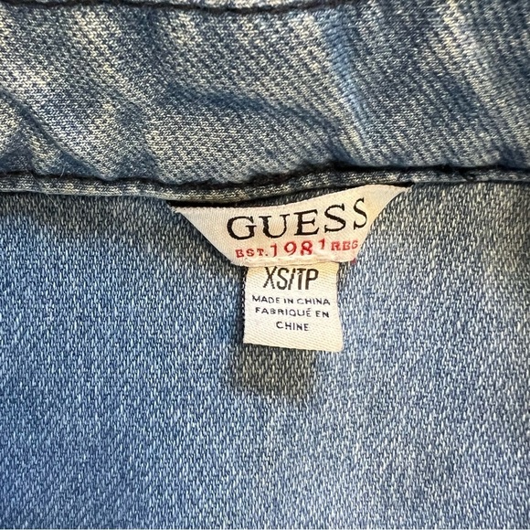 Guess Denim Mid Wash Fitted Short Sleeve Mini Dress Bodycon Stretch Size XS - Picture 7 of 14